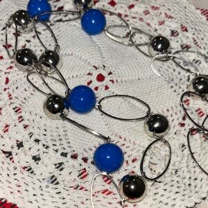 Blue and Silver Beaded Necklace